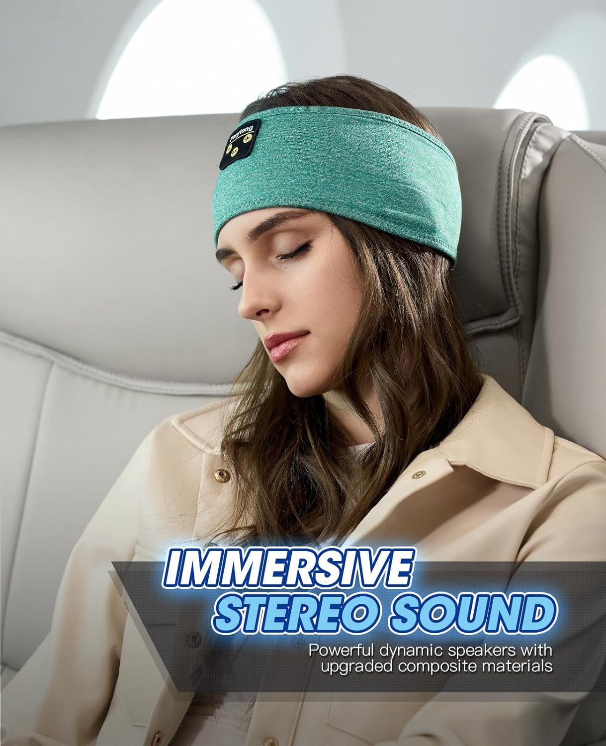 Sleep Headphones Wireless, Bluetooth Sports Headband Headphones with Ultra-Thin HD Stereo Speakers Perfect for Sleeping,Workout,Jogging,Yoga,Insomnia, Air Travel, Meditation (Green)