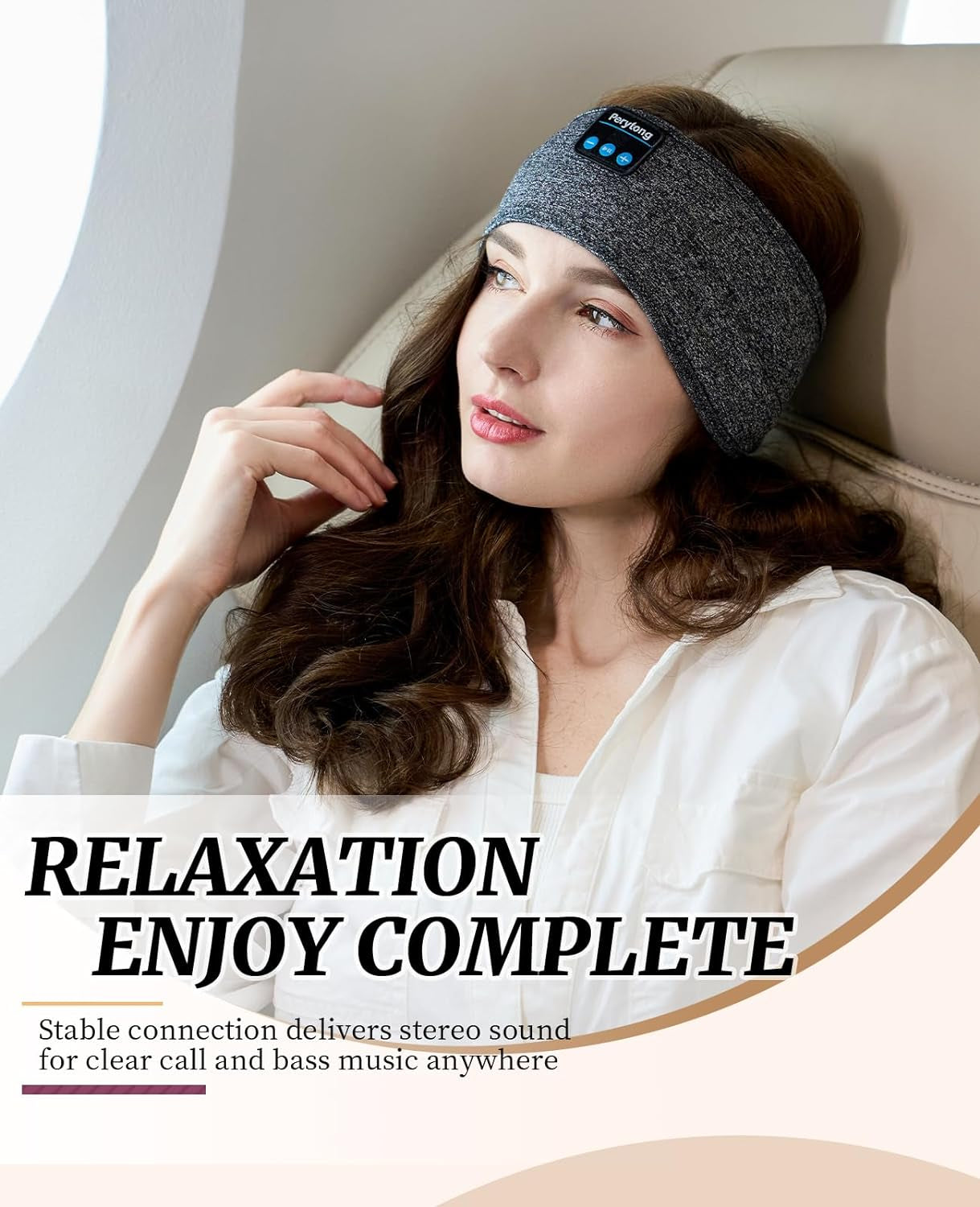 Sleep Headphones Wireless, Bluetooth Sports Headband Headphones with Ultra-Thin HD Stereo Speakers Perfect for Sleeping,Workout,Jogging,Yoga,Insomnia, Air Travel, Meditation (Grey)