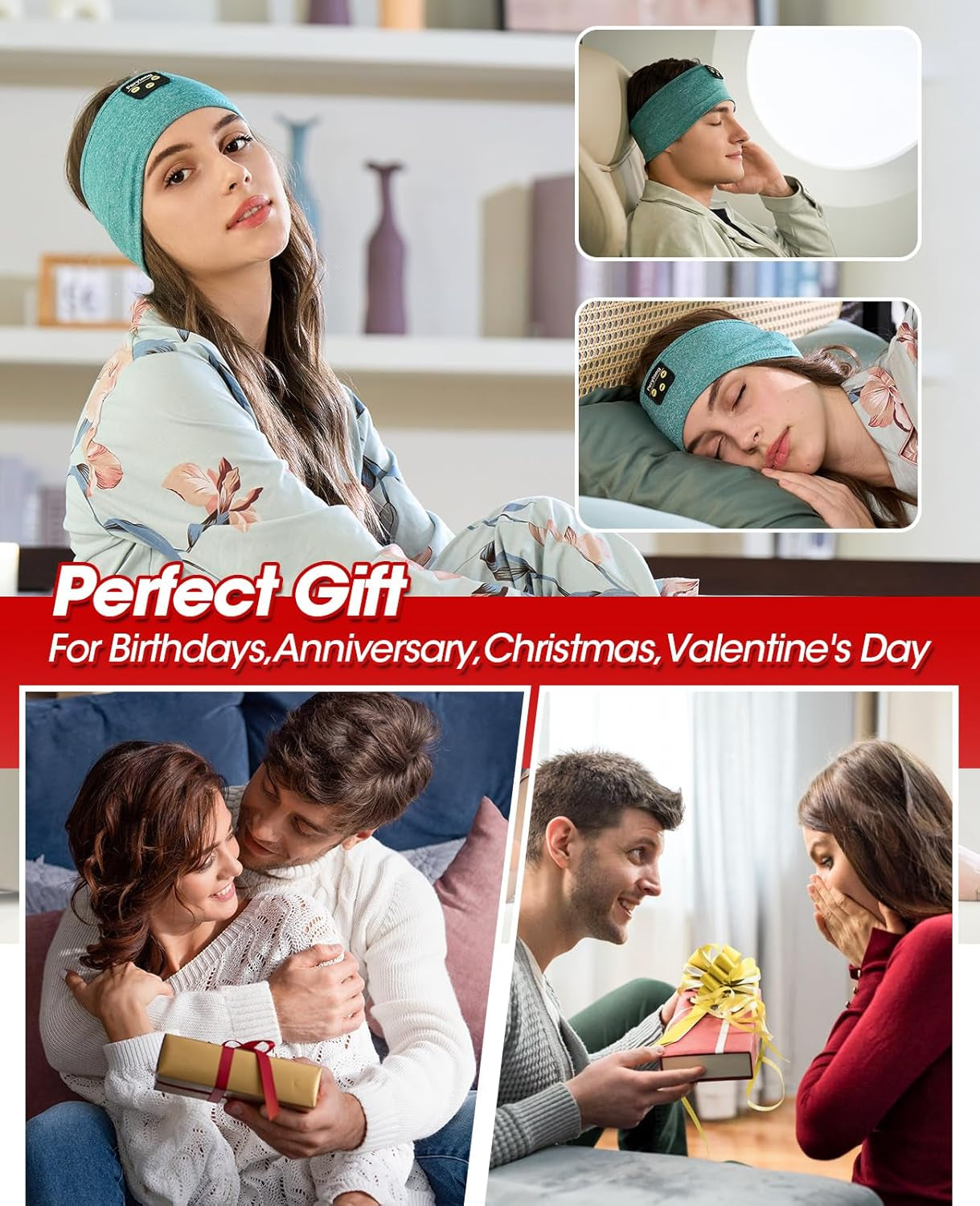 Sleep Headphones Wireless, Bluetooth Sports Headband Headphones with Ultra-Thin HD Stereo Speakers Perfect for Sleeping,Workout,Jogging,Yoga,Insomnia, Air Travel, Meditation (Green)