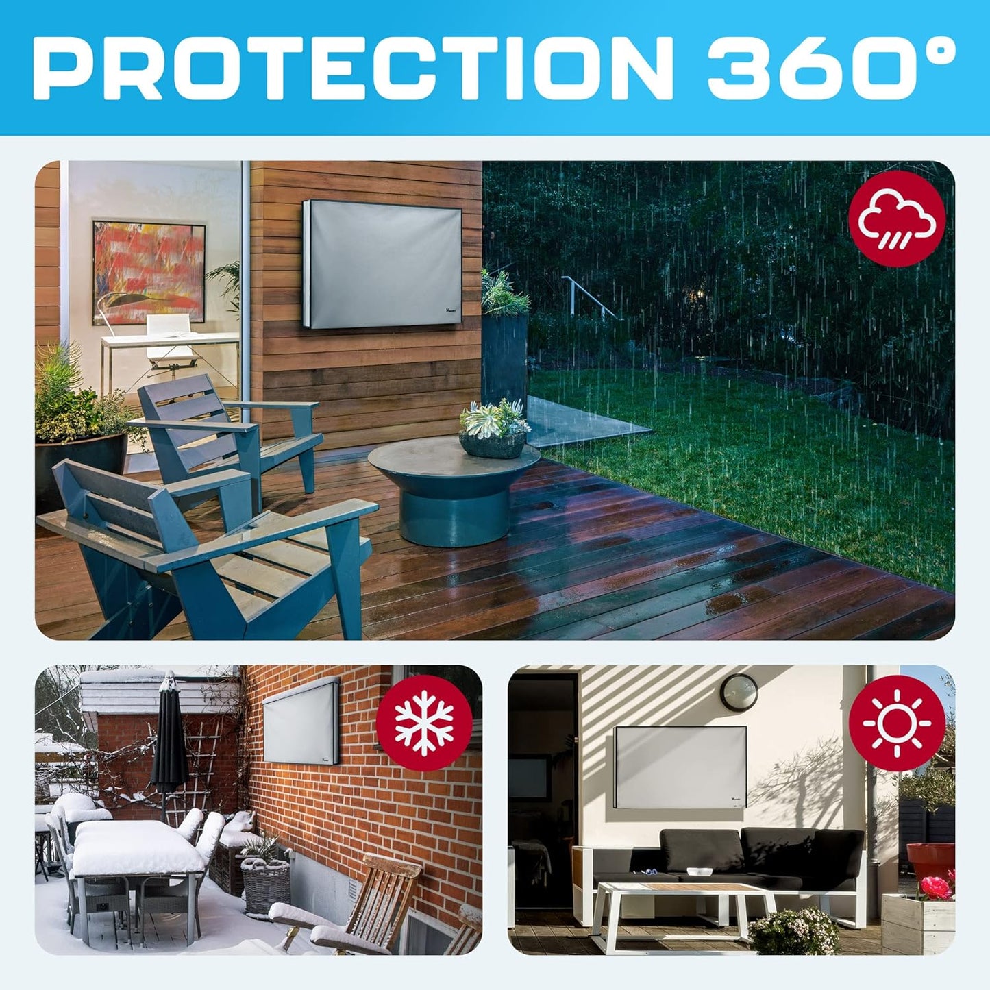 Outdoor TV Cover 48", 49", 50" - Universal Weatherproof Protector for Flat Screen Tvs - Fits Most TV Mounts and Stands - Gray